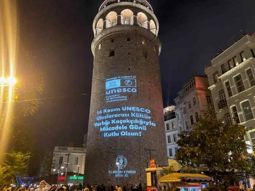 Galata Kulesi’ne yurtdışından getirilen kültürel mirasa ait görseller yansıtıldı
