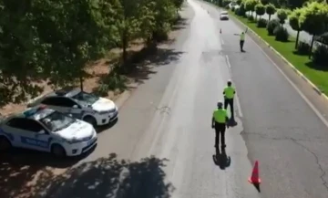 Gaziantep’te araçlar dronla denetlendi
