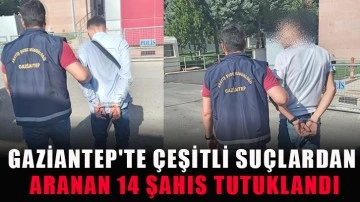 Gaziantep'te çeşitli suçlardan aranan 14 şahıs tutuklandı