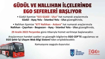 Güdül ve Nallıhan otobüs seferleri başlıyor
