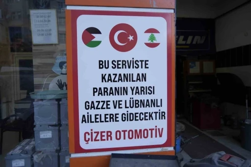 Gümüşhane’de otomobil servisinin gelirinin yarısı Gazze ve Lübnan’a gidiyor
