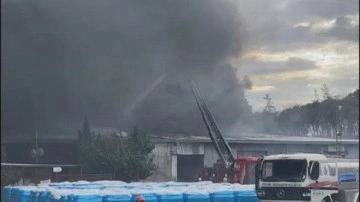 İstanbul Kemerburgaz'da doğal kaynak suyu dolum tesisinde yangın