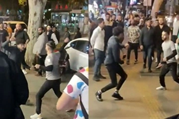 İstanbul’da 'kılıç kalkan oyunu' gibi bıçaklı kavga kamerada
