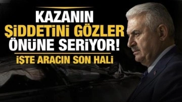 İşte Binali Yıldırım’ın kaza yaptığı arabanın görüntüsü