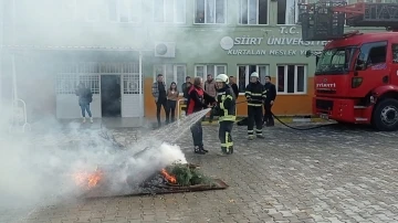 İtfaiyeden, Kurtalan MYO’da gerçeği aratmayan tatbikat
