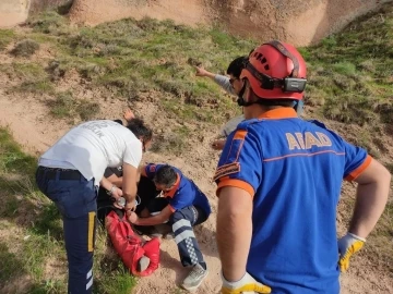 Kapadokya’da mahsur kalan turist kurtarıldı