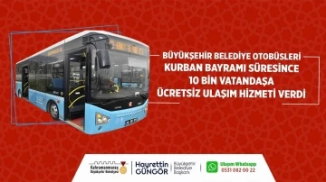Kahramanmaraş’ta otobüsler bayramda 10 bin yolcuyu ücretsiz taşıdı
