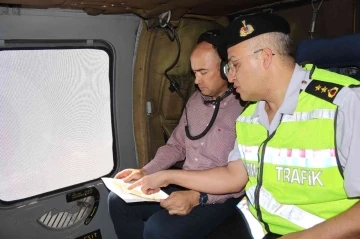 Kayseri’de bayram öncesinde helikopterle trafik denetimi
