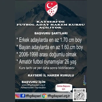 Kayseri’de Futbol Aday Hakem Kursu açılıyor
