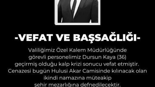 Kayseri Valiliği'nin acı günü