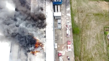 Kimya fabrikasındaki yangın havadan görüntülendi
