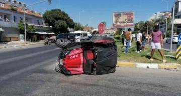 Kırmızı ışık ihlali yapan ATV otomobille çarpışıp takla attı: 1 yaralı