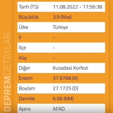 Kuşadası’nda deprem korkuttu
