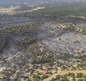 Kütahya’da yanan ormanlık alanlar havadan görüntülendi
