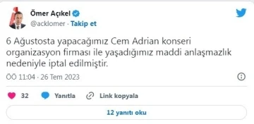 LGBT’li paylaşım konseri iptal ettirdi
