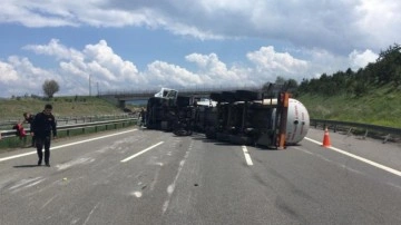 LPG yüklü tanker devrildi! TEM'in Ankara yönü kapandı