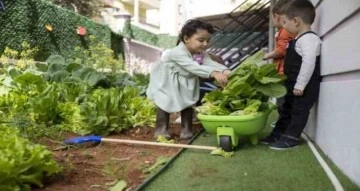 Mersin’de öğrenciler, yetiştirdikleri sebzeleri depremzedelere ikram etti