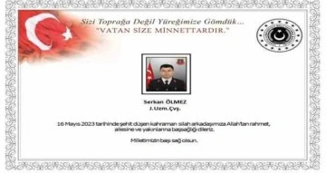 MSB’den şehit uzman çavuş için başsağlığı mesajı