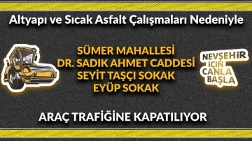 Nevşehir’de bazı sokaklar trafiğe kapatılacak
