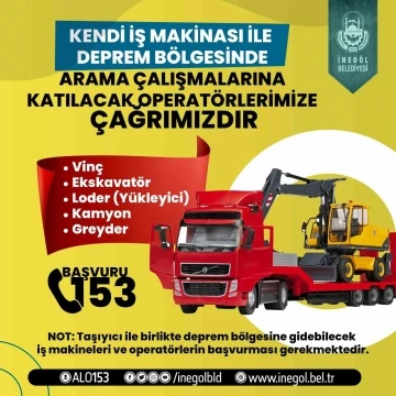 Operatör ve iş makinası sahiplerine yardım çağrısı
