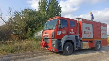 Otluk alanda çıkan yangın ağaçlara sıçramadan söndürüldü
