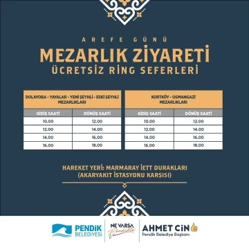 Pendik’te Arefe Günü’nde mezarlıklara kolay ve ücretsiz ring servisi
