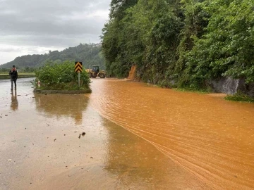 Rize’nin Pazar ilçesinde şiddetli yağış kara ulaşımını olumsuz etkiliyor
