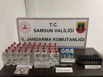 Samsun’da jandarma tarafından sahte içki ele geçirildi
