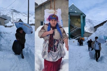 Şemdinlili kadınlar depremzedeler için karlı yolları aştı