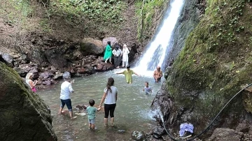 Sıcaktan bunalan şelaleye koştu
