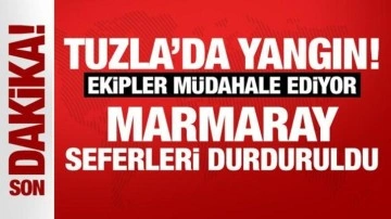 Son Dakika... Tuzla'da büyük yangın: Marmaray seferleri durduruldu!