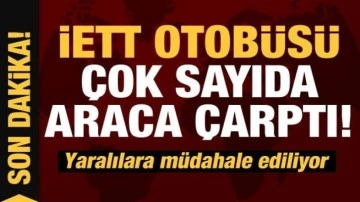 Son Dakika: Yenikapı'da İETT otobüsü çok sayıda araca çarptı!