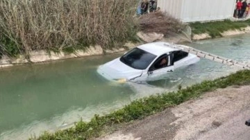 Sulama kanalına uçan sürücü, otomobiliyle birlikte kurtarıldı