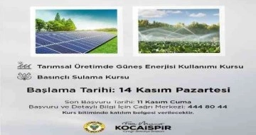 "Tarımsal Üretimde Güneş Enerjisi Kullanımı Kursu" açılıyor