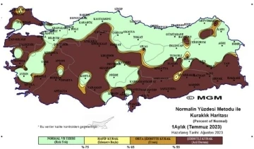 Temmuz haritası, 'şiddetli kuraklık' tehlikesini ortaya koydu