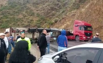 Tır devrildi, Mersin-Antalya yolu 3 saat ulaşıma kapandı
