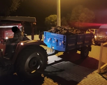 Traktörü ve kasasındaki 3 ton odunu çalarken yakalandı
