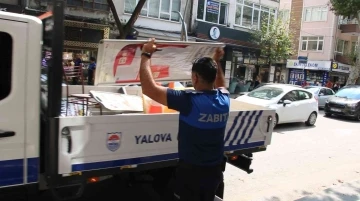 Yalova’da zabıtadan kaldırım işgali operasyonu
