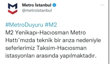 Yenikapı-Hacıosman metro hattında seferler teknik arıza sebebiyle aksadı
