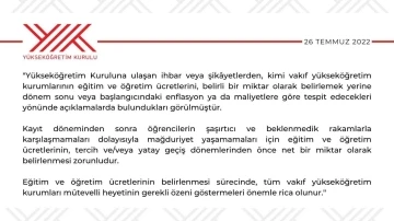 YÖK’ten vakıf yükseköğretim kurumlarına “eğitim ücreti” uyarısı
