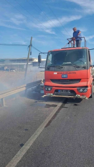 Yol kenarına atılan sigara izmariti yangın çıkardı
